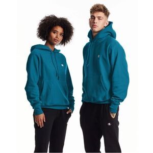 Champion Mini C Reverse Weave Pullover Hoodie, Running Waves Teal Size Medium